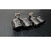 COPPIA TERMINALI DUPLEX CODINO AUTO INOX NERO CARBONIO DOPPIO TONDO DISASSATO