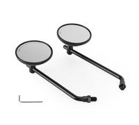 Coppia Tondo Specchietti Retrovisori Nero DX + SX 10 mm M10 per moto custom.