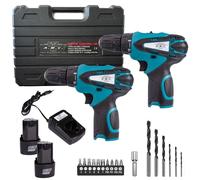 AMC Coppia Trapano Avvitatore a Batteria Professionale 18V, Avvitatore a Batteria con 2 Batterie, 2 Velocità, 17 Accessori, Luce a LED, Mandrino Autoserrante con Impugnatura Ergonomica, Per fai da te