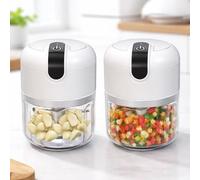 Coppia Tritatutto Elettrico Più Venduto per Aglio e Cipolla, Mini Chopper Elettrico Resistente, Robot da Cucina per Frutta e Verdura per Uso Domestico, Tritatutto per Alimenti per Neonati