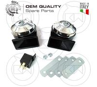 COPPIA TROMBE BITONALI COMPLETE MOTO MORINI 12 V CROMATE E NERE CON RELE