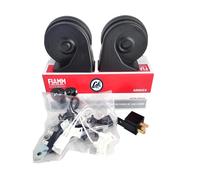 COPPIA TROMBE CLACSON FIAMM AM80S 12V AUTO VEICOLI COMMERCIALI + RELE' + STAFFE