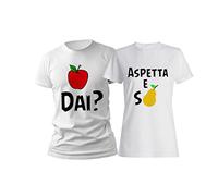 Coppia Tshirt Amore - Me La Dai - Aspetta e Spera - Giochi di Parole - Mela - Pera - Festa Innamorati - Maglietta - SanValentino - Idea Regalo - Regalo per Coppia