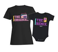Coppia Tshirt Donna e Body Neonato Intimo da Giorno - Mamma Figlio - Coordinato - The Original - The Remix - Radio - Musica - Vintage - Maglietta e bodi Uso diurno - Mother Son - Mother Baby - Mom