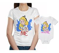 Coppia Tshirt e Body Madre e Figlia - Me e Mini Me - Tshirt Fiaba - Paese delle Meraviglie - Body Favola Principessa - Alice - Coordinato Madre e Figlia - Idea Regalo Bimba