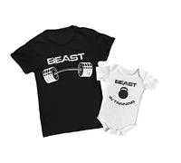 Coppia Tshirt e Body Neonato - Beast - Beast in Training - Builders - Palestra Papà Bimbo - Maglietta Uomo - Body - Idea Regalo Papà
