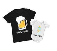 Coppia Tshirt e Body Neonato - Birra - Latte - Tale Padre Tale Figlia - Beer Milk - Papà - Maglietta Uomo - Body - Idea Regalo Papà
