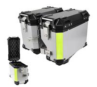Coppia valigie Laterali Alluminio,Valigia laterale nero,Argento borse laterali moto 38L,borsa da sella per sedile posteriore baule moto con serrature di sicurezza(D'argento,17x45x37 cm)