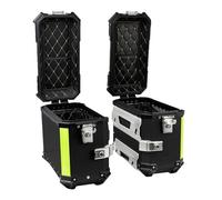 Coppia valigie Laterali Alluminio,Valigia laterale nero,Argento borse laterali moto 38L,borsa da sella per sedile posteriore baule moto con serrature di sicurezza(Nero,23x45x37 cm)