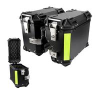 Coppia valigie Laterali Alluminio,Valigia laterale nero,Argento borse laterali moto 38L,borsa da sella per sedile posteriore baule moto con serrature di sicurezza(Nero,17x45x37 cm)