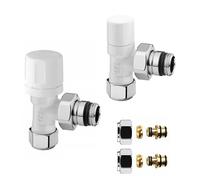 Coppia valvola termostatica e detentore bianchi con raccordi multistrato 16x2