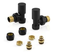 Coppia valvole per termoarredo nere con raccordi multistrato da 16 mm G 1/2