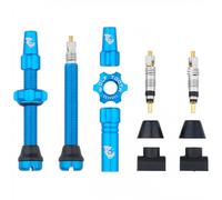 Coppia Valvole Tubeless Bici MTB 44mm Blu Alluminio Compatibili Inserti Presta