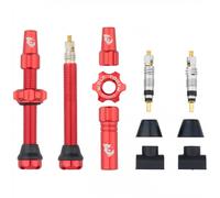Coppia Valvole Tubeless Bici MTB 44mm Rosse Compatibili Inserti Alluminio