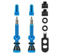 Coppia valvole tubeless strada e MTB FORCE in alluminio 44 mm - Colore: Blu