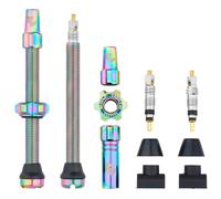COPPIA VALVOLE TUBELESS WOLFTOOTH 60MM ALLUMINIO RAINBOW OIL SLICK PER INSERTI