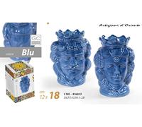 COPPIA VASO TESTA DI MORO UOMO DONNA STIL SICILIA CENTROTAVOLA MEDITERRANEO 18cm