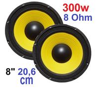 COPPIA WOOFER ALTOPARLANTE PROFESSIONALE 8" 20 21 CM 300W 8 OHM cono ricambio ca