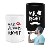 Coppie di birra Can maniche - 1 coppia isolata MR e MRS Neoprene Breve Breves Maniche, divertenti Can Waps Drink maniche più fresche riutilizzabili per coppie per la raccolta, il campeggio