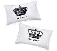 Coppie di federe copricuscino con scritta “the king” e “the queen”, idea regalo romantica per lui e per lei, regalo divertente per lui, regalo per il proprio marito