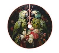 Coppie pappagalli stampa oliva classica gonna albero di Natale, adatto per feste di Natale, vacanze, casa, casa colonica, decorazione interna ed esterna