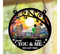 Coppie personalizzate acchiappasole da appendere alla finestra personalizzata You and Me We Got This Suncatcher ornamento anniversario inaugurazione della casa coppie regali di compleanno per donne,