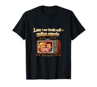 Coppie Una cellula cerebrale Retro TV Love Comedy Design Maglietta