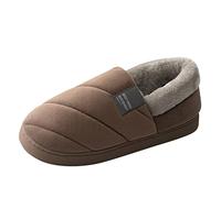 Coppie Uomini Peloso Peluche Piatto Inverno Punta Rotonda Tenere Caldo Tinta Unita Pantofole Scarpe Casa Pantofole per Uomo Traspirante, Caff, 40 2/3 EU