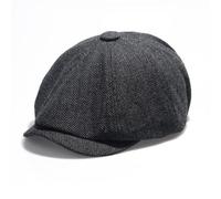 Coppola Berretto Piatto Baschi Uomo Regolabile Newsboy Cappellino Vintage Scozzesi Cappello Basco Uomo Flat cap Berretto a 8 Spicchi Piatto Berretto Lana Uomo 55-59 cm (Nero)