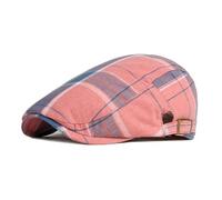 Coppola Uomo Berretto da Strillone Scozzese in Cotone Moda Quattro Stagioni Berretto da Uomo con Visiera Piatta A Becco D'Anatra Berretto da Pittore, Rosa, 55-60 Cm