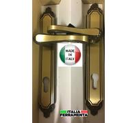 COPPPIA MANIGLIA CREMONESE GIGLIO FORO YALE Q8 DA PORTA IN OTTONE BRONZATO 8/90