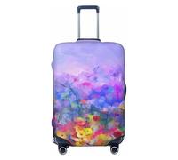 Copre per bagagli da viaggio con motivo floreale colorato viola cosmo - Elasticità copertura per valigie per bagagli 45-81 cm, Nero , S