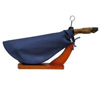 Copre prosciutto in tessuto di colore blu con vivo blu e pizzo azzurro- taglia unica per prosciutto e palette, protezione completa contro l'atmosfera. (cover, j-az-az)