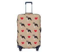 Copri bagagli da viaggio con cane Boston Terrier a forma di cuore carino - Elasticità Valigie Coperture per bagagli 45-81 cm, Nero , M