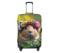 Copri bagagli da viaggio con corona di fiori e porcellini d'India, protezione elastica per valigie, 45-81 cm, Nero , L