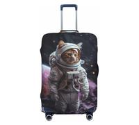 Copri bagagli da viaggio con gatto astronauta nello spazio, elastico per valigie, 45-81 cm, Nero , XL