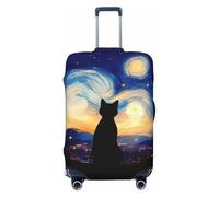 Copri bagagli da viaggio con gatto sotto i cieli stellati - Copertura elastica per valigie da 45,7 - 81,7 cm, Nero , S