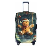Copri bagagli da viaggio con omino di pan di zenzero natalizio giocoso - Elasticità coperture per valigie protezione per bagagli 45-81 cm, Nero , L