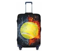 Copri bagagli da viaggio con palla da tennis nel fuoco e in acqua, copertura elastica per valigie, 45-81 cm, Nero , M