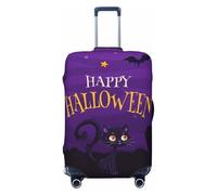Copri bagagli da viaggio con scritta "Happy Halloween", colore viola, elastico, per valigie, 45-81 cm, Nero, Medium
