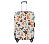 Copri bagagli da viaggio vintage con simpatico cane Boston Terrier - Elasticità per valigie, protezione per bagagli 45-81 cm, Nero , M