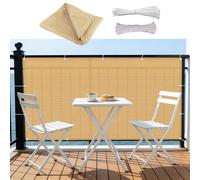Copri Balcone 190 x 640 cm in HDPE 220G ㎡, Frangivento, Protezione Solare, Permeabile, Anti-Uv, Schermo per La Privacy Del Balcone con Fascette e Funi para Jardín Exterior, Giallo sabbia