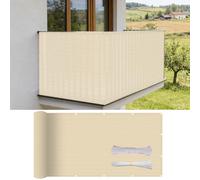 Copri Balcone 50 x 200 cm in HDPE 220G ㎡, Permeabile, Anti-Uv, Frangivento, Protezione Solare, Schermo per La Privacy Del Balcone con Fascette e Funi para Jardín Exterior, Color Crema