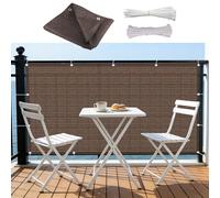 Copri Balcone 50 x 610 cm in HDPE 220G ㎡, Frangivento, Protezione Solare, Permeabile, Anti-Uv, Schermo per La Privacy Del Balcone con Fascette e Funi para Jardín Exterior, Marrone
