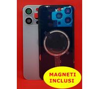 COPRI BATTERIA COMPATIBILE APPLE IPHONE 15 PRO MAX SILVER CON MAGNETI LENTI E GA