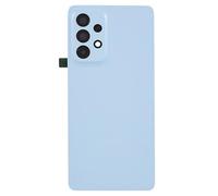 Copri Batteria compatibile con SAMSUNG GALAXY A53 5G A536B SM-A536B retro Posteriore Back Cover Scocca coperchio in plastica rigida + lente con cornice + Biadesivo adesivo perincollato (BLU)
