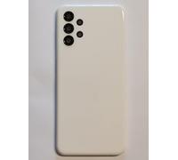 Copri Batteria + lente compatibile con SAMSUNG GALAXY A13 4G A135 A135F retro Posteriore Back Cover Scocca in plastica rigida + lente con cornice (BIANCO)