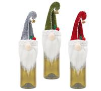 Copri bottiglia di vino, Copri bottiglia di vino con gnomo natalizio - Copri bottiglia di champagne con gnomo natalizio 3X - Copribottiglie di vino natalizie, gnomi svedesi Tomte, borse di vino natali