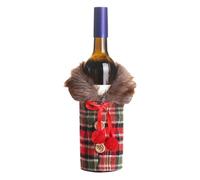 Copri bottiglia di vino natalizio - Bottiglia di vino decorativa, maglione con collo in pelliccia sintetica e cappotto con bottoni | Copri borsa per vino riutilizzabile per feste di Natale, matrimoni,
