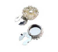 Copri-bottoni con strass, 4 pezzi Copri bottoni con perla floreale strass Gemelli Argento dorato 22 mm(Silver)